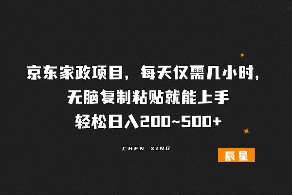 图片[1]-京东家政项目，每天仅需几小时，无脑复制粘贴就能上手，轻松日入200~500+-辰星笔记