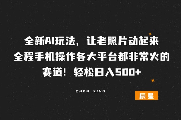 图片[1]-全新AI玩法，让老照片动起来，全程手机操作各大平台都非常火的赛道！轻松日入500+-辰星笔记