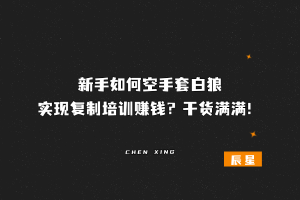 新手如何空手套白狼实现复制培训赚钱？干货满满！-辰星笔记