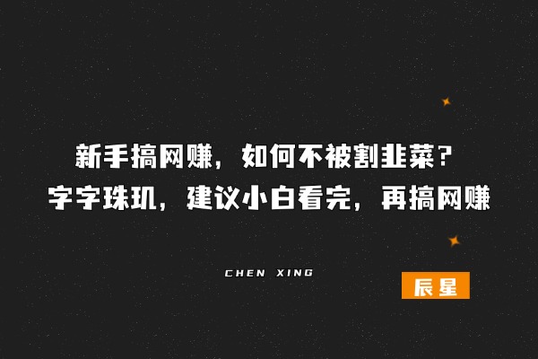 新手搞网赚，如何不被割韭菜？字字珠玑，建议小白看完，再搞网赚-辰星笔记