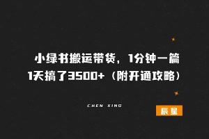 小绿书搬运带货，1分钟一篇，1天搞了3500+（附开通攻略）-辰星笔记