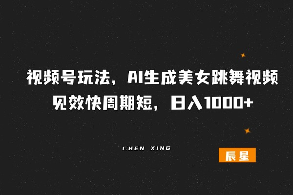 AI生成美女跳舞视频，超级简单，见效快周期短，单日产出500+-辰星笔记