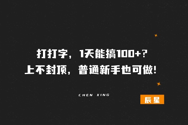 打字录入玩法，单天能搞100+？上不封顶，普通新手也可做！-辰星笔记