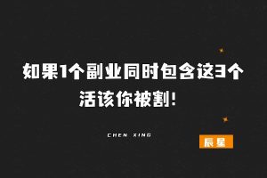 如果1个副业同时包含这3个，活该你被割！-辰星笔记