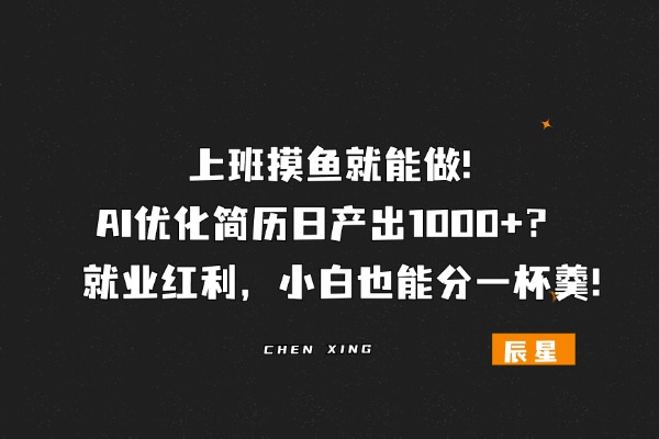 AI优化简历日产出可1000+？上班摸鱼就能做! 蓝海赛道，小白也能分一杯羹!-辰星笔记