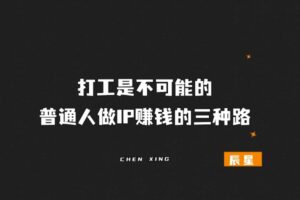 辰星随笔【35】：打工是不可能的，普通人做 IP 赚钱的三种路-辰星笔记